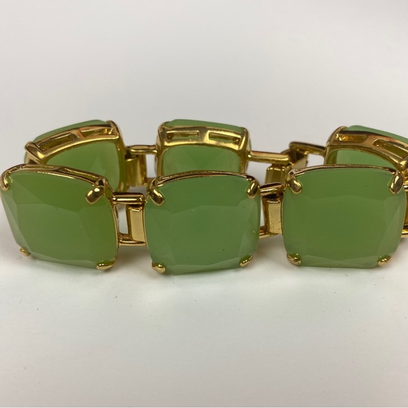 Kate Spade New York Green Stone Square Block Gold Tone Bracelet 7 inches - Picture 2 of 5